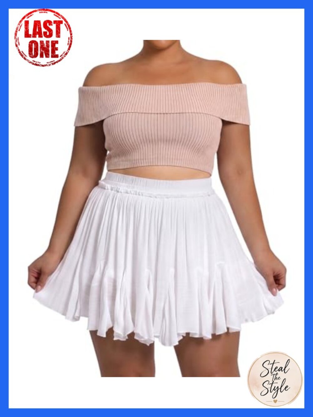 Plus Size Ruffle Mini Skort with Pockets, High Waist A-Line Skirt